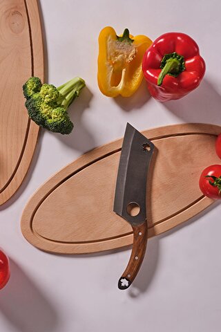 MaisonArt Chop | Mutfak Satır | Outdoor Kamp Doğa Şef Bıçağı | Ahşap Renk Sap