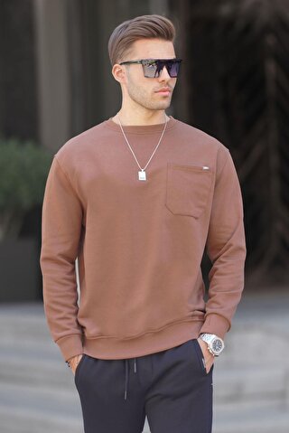 MADMEXT Kahverengi Regular Fit Basic Sweatshirt 6136