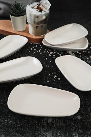 Keramika Mat Beyaz Tetra Çerezlik 15 Cm 6 Adet