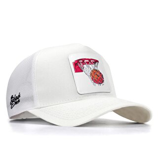 BlackBörk V1 Trucker Basketbol - 1 Kod Logolu Unisex Beyaz Şapka (Cap)