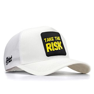 BlackBörk V1 Trucker Take The Risk - 2 Kod Logolu Unisex Beyaz Şapka (Cap)