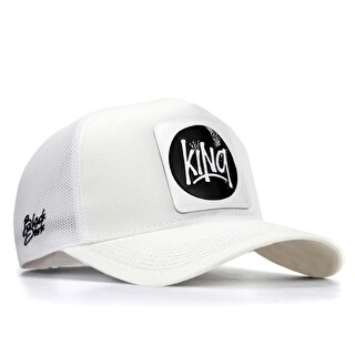 BlackBörk V1 Trucker King - 1 Kod Logolu Unisex Beyaz Şapka (Cap)