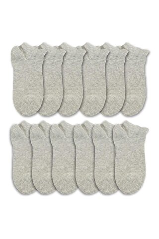 Cozzy Socks 12'li Kadın Düz Patik Çorap Gri