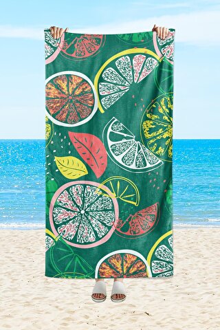 EVMİLA Meyve desenli, baskılı 75x150 cm plaj havlusu