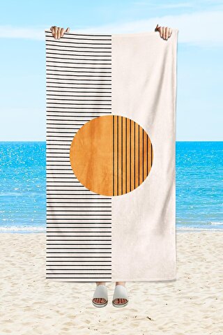 EVMİLA Soyut desenli, baskılı 75x150 cm plaj havlusu