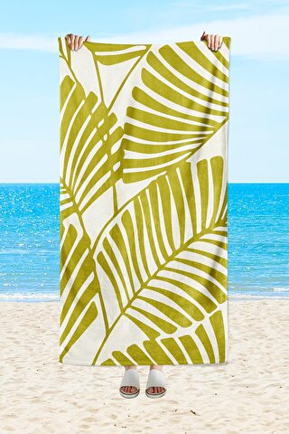 EVMİLA Yaprak desenli, baskılı 75x150 cm plaj havlusu