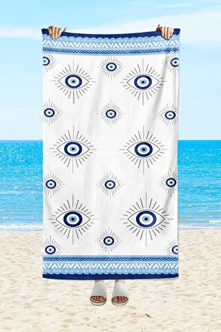 EVMİLA Nazar Boncuğu desenli, baskılı 75x150 cm plaj havlusu