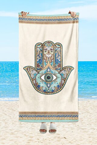EVMİLA Nazar Boncuğu desenli, baskılı 75x150 cm plaj havlusu