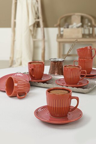 Keramika Mercan Kahve Takımı 12 Parça 6 Kişilik
