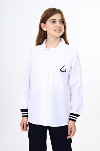 angelos Kız Çocuk Kol Manşet Detaylı Likralı Gömlek 9-14 Yaş Lx255