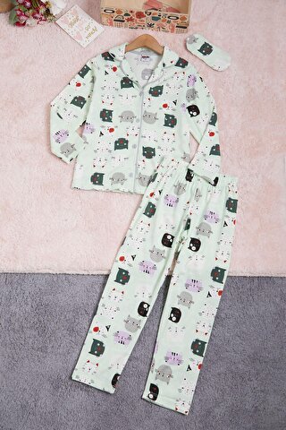 Pijakids Kedi Desenli Kız Çocuk Pijama Takımı 16326