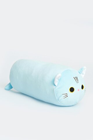 ECROU Sevimli Kedi Silindir Yastık Mavi 40 cm