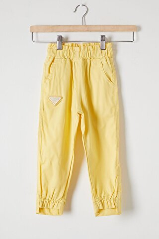 Wikiland Sarı Beli Lastikli Logolu Kız Çocuk Pantolon 16231