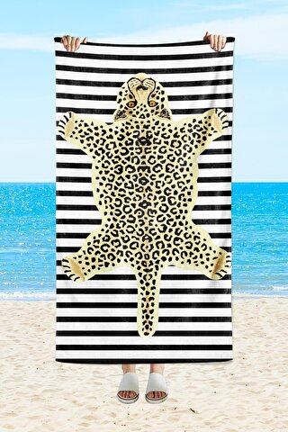 EVMİLA Kaplan desenli, baskılı 75x150 cm plaj havlusu