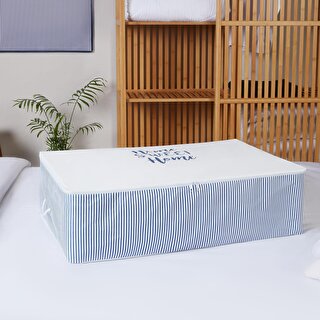 Ocean Home Textile Mega Boy Lacivert Çizgili Home Sweet Home Baza Altı Hurç 74 x 46 x 22 cm