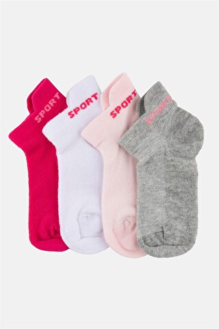 Cozzy Socks 4'lü Renkli Sport Kız Çocuk Patik Çorap