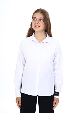 angelos Kız Çocuk Okul Tarz Manşet Etiketli Likralı Gömlek 9-14 Yaş Lx266