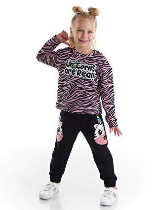 Denokids Unicorn Zebra Kız Çocuk T-shirt Pantolon Takım