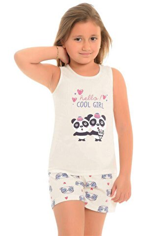 LITTLE FROG KIDS Pamuklu Kalın Askılı Desenli Şortlu Kız Çocuk Pijama Takım