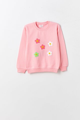 JackandRoy Çiçek Desenli Kız Çocuk Sweatshirt
