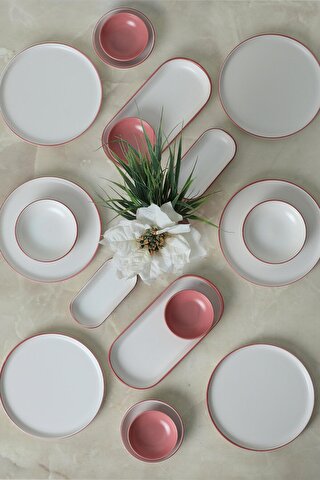 Keramika Line Pink Kahvaltı Takımı 18 Parça 6 Kişilik