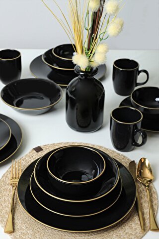 Keramika Ege Siyah Fileli Yemek Takımı 30 Parça 6 Kişilik