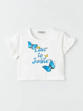 Little Star Kız Çocuk Love To Smile Kelebek Detaylı Tişört