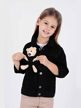 ahengim Kız Çocuk Ayıcıklı Pamuklu Jean Ceket Günlük Modaya Uygun Ak22176023