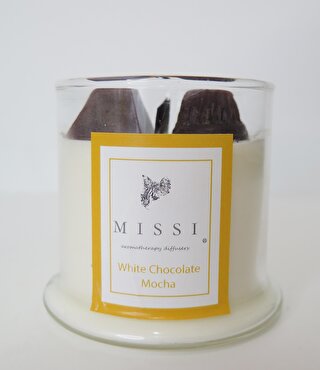 Missi Üfleme Cam Ahşap Fitilli White Chocolate Mocha Vegan Mum(140 gr)