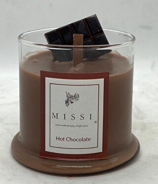 Missi Üfleme Cam Ahşap Fitilli Hot Chocolate Vegan Mum(140 gr)
