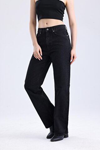 Dexia Marsilya - Düz Straight Fit Normal Bel Denim Pantolon - Siyah Renk