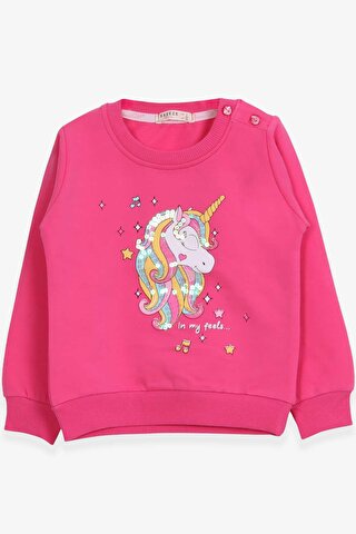 Breeze Kız Çocuk Sweatshirt Baskılı Pullu Unicorn Pembe (2-5 Yaş)