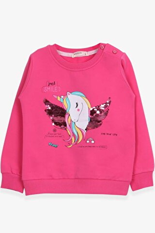 Breeze Kız Çocuk Sweatshirt Unicorn Baskılı Pembe (2-3 Yaş)