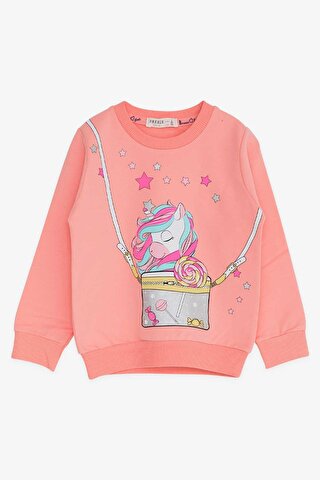 Breeze Kız Çocuk Sweatshirt Unicorn Somon (2-6 Yaş)