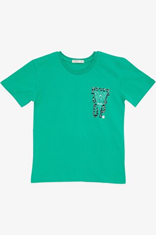 Breeze Erkek Çocuk Tişört Yazı Baskılı Yeşil (8-14 Yaş)