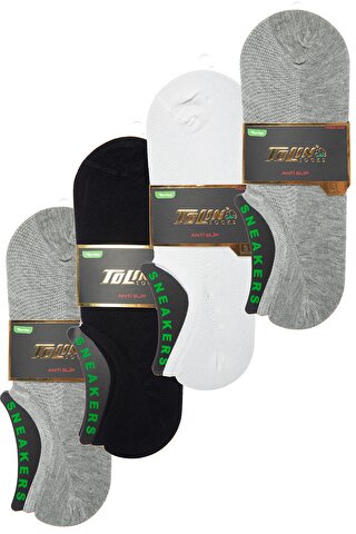 TOLIN Bambu Erkek Sneakers Karışık Renk Kaymaz 12'li Çorap Seti 10601
