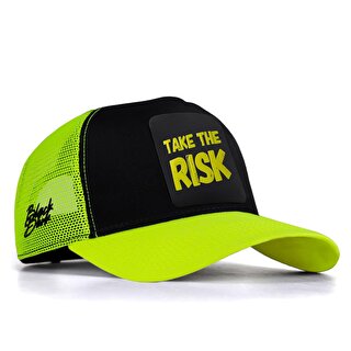 BlackBörk V1 Trucker Take The Risk - 2 Kod Logolu Unisex Neon Siperli Neon-Siyah Şapka (Cap)