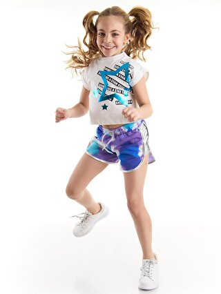 MSHB&G Mavi Yıldız Kız Çocuk T-Shirt Şort Takım