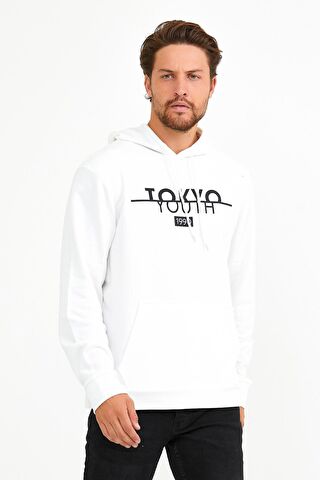 Süperlife Erkek Kapşonlu Regular Fit Tokyo Baskılı İnce Sweatshirt SPR22SW164