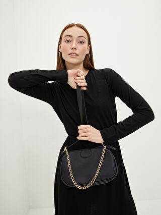 Chain Detailed Leather Look Women Baguette Bag -W1IP05Z8-HUC