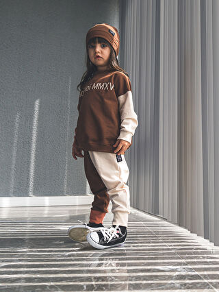 Crew Neck Patterned Long Sleeved Unisex Baby Sweatshirt and