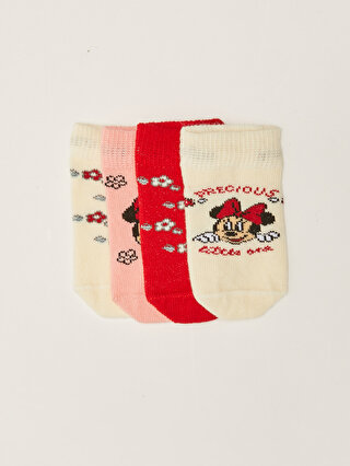 LC Waikiki Minnie Mouse Baskılı Kız Bebek Patik Çorap 4'lü