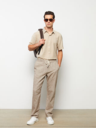 Slim Fit Linen Men's Trousers -S2CP80Z8-GHR - S2CP80Z8-GHR - LC Waikiki