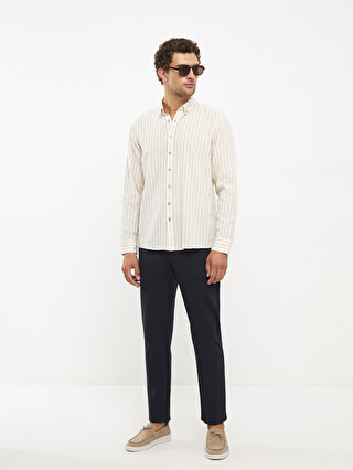 Essentials Men's Regular-Fit Long-Sleeve Stripe Shirt – Lavender/White Stripe, 100% Cotton, Button-Up