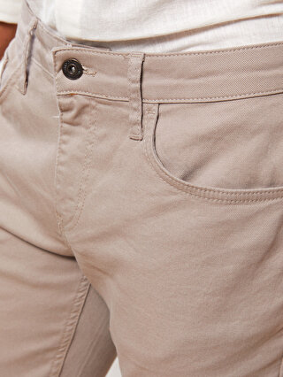 Slim Fit Gabardine Men's Chino Trousers -W22299Z8-PWN - W22299Z8 