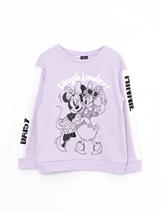 Crew Neck Minnie Mouse and Daisy Duck Printed Long Sleeve Girl 