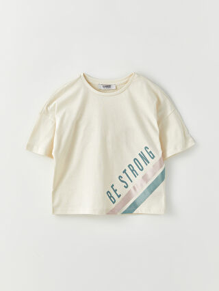 Crew Neck Printed Short Sleeve Cotton Girl T-shirt -W2AU52Z4-FRC -  W2AU52Z4-FRC - LC Waikiki