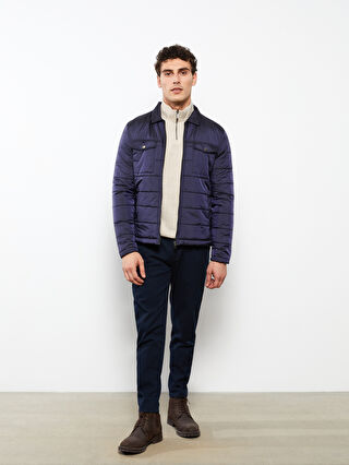 Standard Fit Collared Neck Men's Puffer Coat -W2BF10Z8-CRP