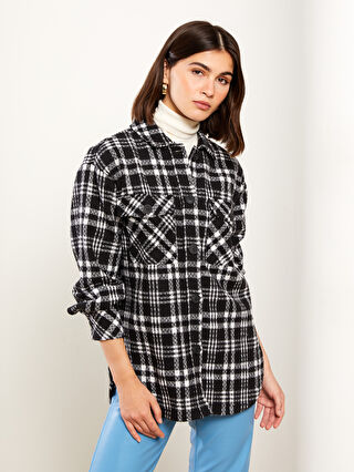 Plaid Long Sleeve Women's Shirt Jacket -W2BL07Z8-LKX