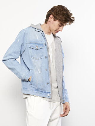 Regular Fit Hooded Men's Denim Jacket -W2BS15Z8-311